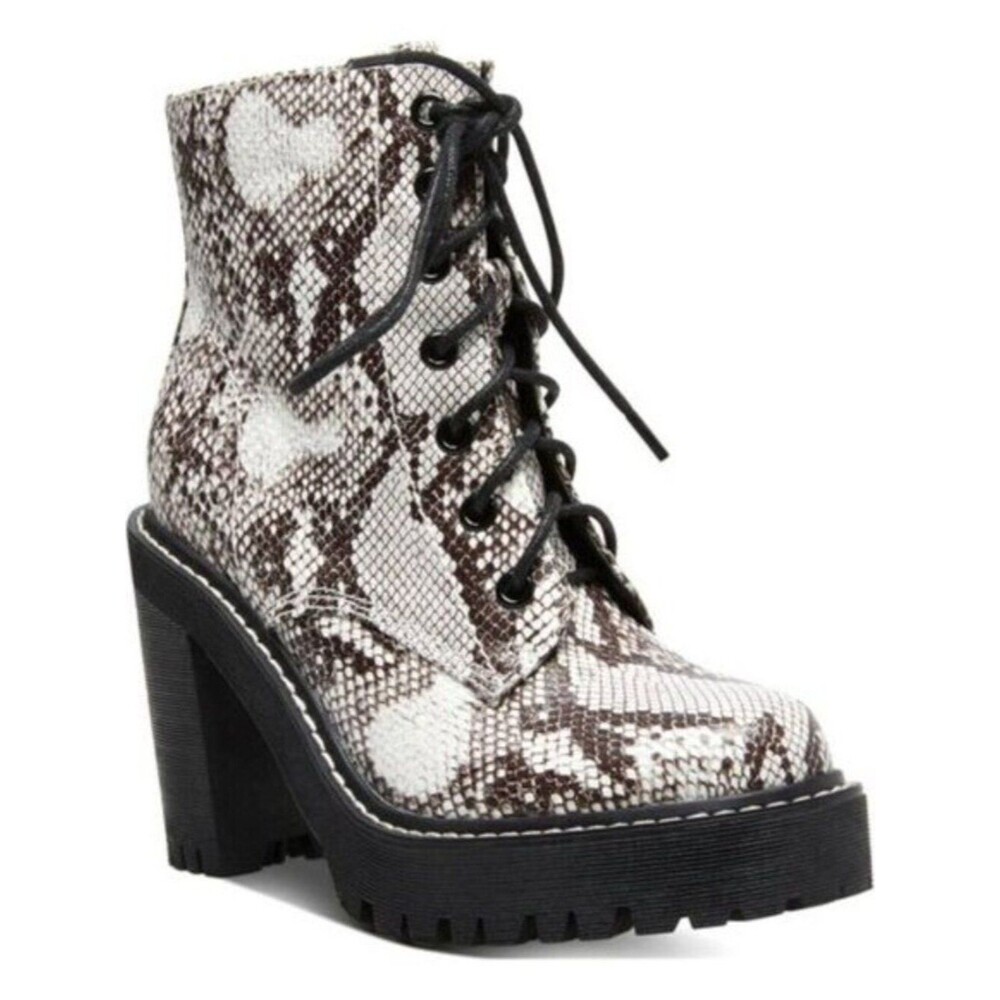 Madden Girl Vegan Snake Print Lace-Up Platform Combat Boots Size 8